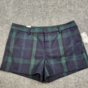 Gap Womens Blue Green Tartan Plaid Lined Wool Shorts Academia Sz 12 NWT $45